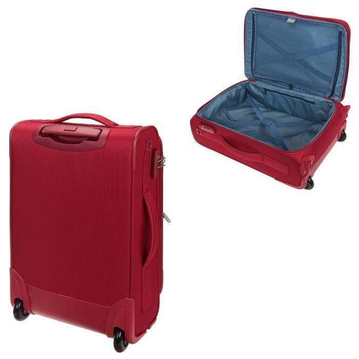 VISA DELSEY Valise Cabine Low Cost Extensible Souple 2 Roues 55cm PIN UP5 Rouge - Photo n°3