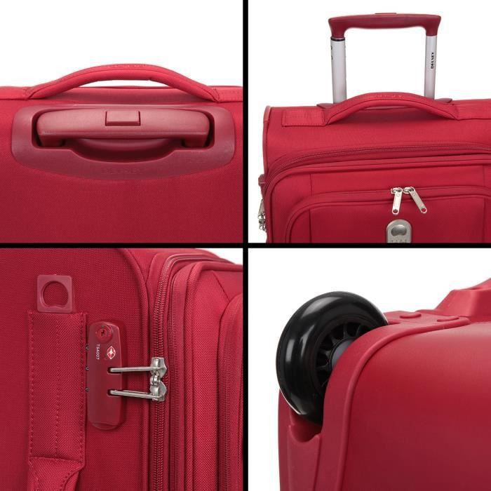 VISA DELSEY Valise Cabine Low Cost Extensible Souple 2 Roues 55cm PIN UP5 Rouge - Photo n°4