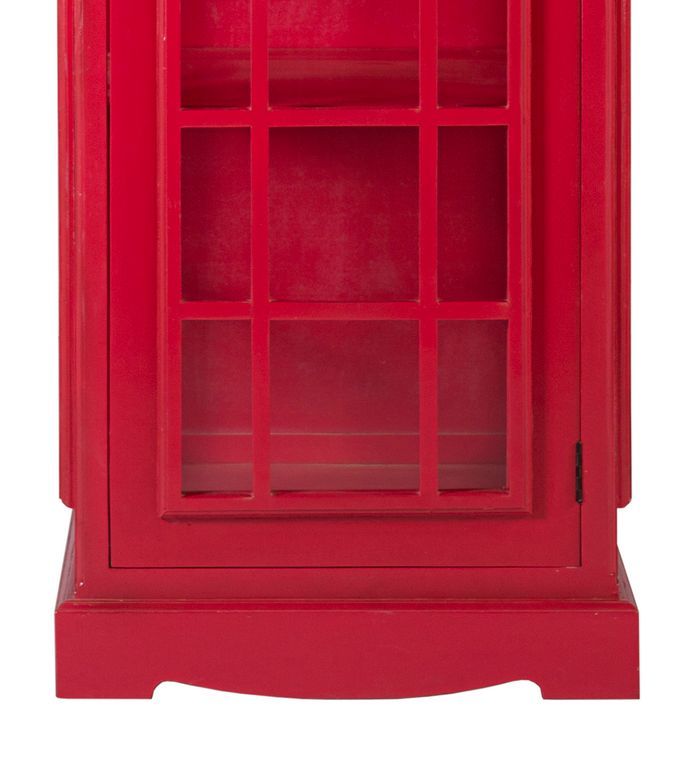 Vitrine cabine téléphonique London en bois rouge 60x185 cm - Photo n°7