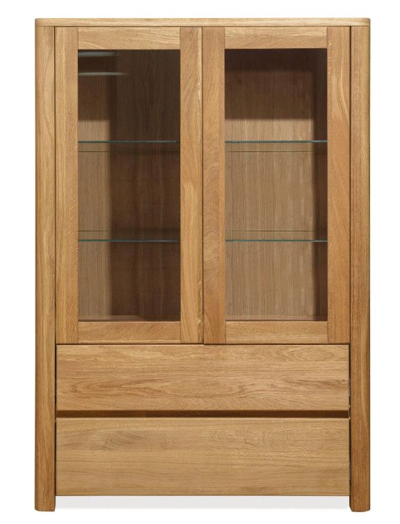 Les Tendances - Vitrine en chêne massif 2 portes 2 tiroirs Eliza 90 cm ...