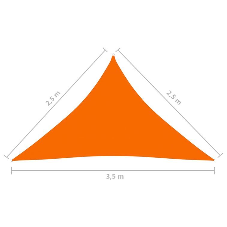 Voile de parasol Tissu Oxford triangulaire 2,5x2,5x3,5 m Orange - Photo n°6