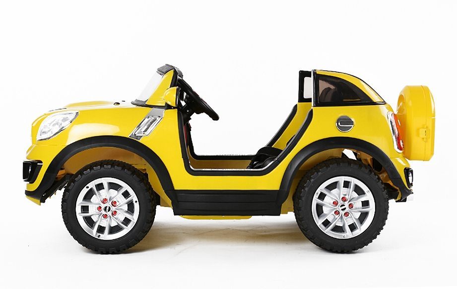 Hecht jardin Mini Cooper électrique voiture batterie enfant 12V véhicule  petite voiture électrique Couleur Jaune