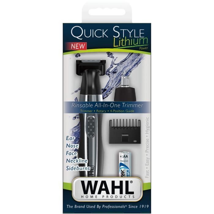 WAHL 05604-035 - Tondeuse multifonction Quick Style Lithium - A pile avec tetes rinçables a l'eau - Retouches de précision - Photo n°3