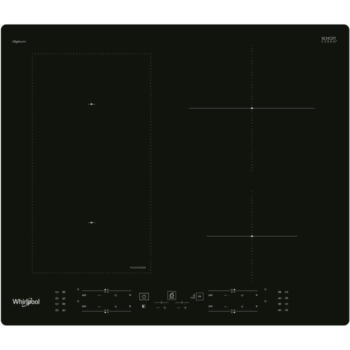 WHIRLPOOL WLB9560NE/IXL - Table de cuisson induction - 4 zones - 7200W total - L 59 cm x P 51 cm - Noir - Photo n°1