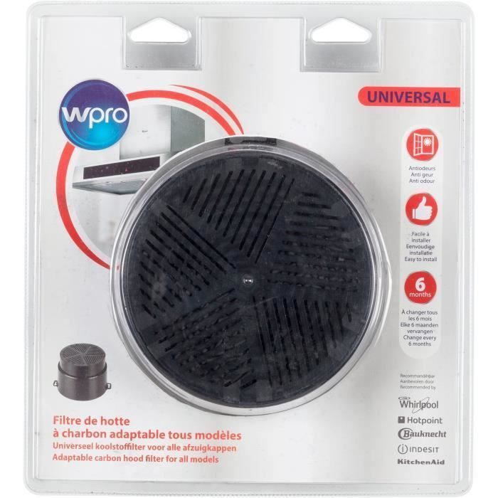 WPRO UNF001 Filtre de hotte a charbon universel (adaptable tous modeles) - Diametre 153 mm - Auto-extinguible - Photo n°1