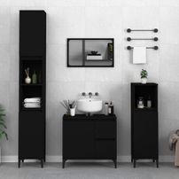 Armoire de salle de bain noir 30x30x100 cm bois d'ingénierie