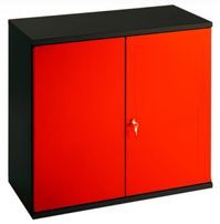 Armoire de bureau métallique 2 portes rouge et noir Folia L 80 x H 72 x P 41 cm
