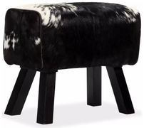 Banc assise peau de chèvre et pieds bois foncé Pua 60 cm