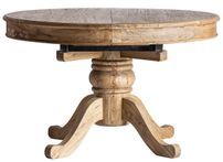 Table à manger ronde à rallonge bois d'orme massif Bukila 125/165 cm