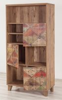 Bibliothèque bois marron clair avec motifs colorés Mastra 80 cm