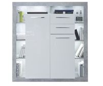 Bibliothèque lumineuse blanc brillant et gris Roska