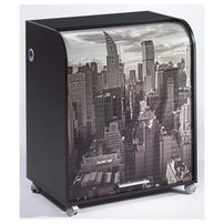 Bureau informatique noir à rideau imprimé New York Must 80 cm