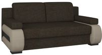 Canapé convertible 2 places tissu marron et simili cuir beige Korina 202 cm