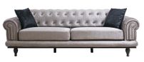 Canapé convertible chesterfield velours gris 3 places Plyza 230 cm