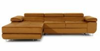 Canapé convertible d'angle gauche velours marron orangé avec rangement Wile 280 cm