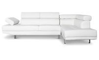 Canapé d'angle droit 5 places simili cuir blanc Omeg 260 cm