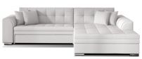 Canapé d'angle droit convertible 4 places simili blanc Looka 295 cm