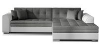 Canapé d'angle droit convertible 4 places tissu gris foncé et simili blanc Looka 295 cm