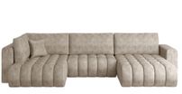 Canapé d'angle panoramique BOSTON en tissu capitonné