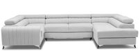 Canapé panoramique convertible simili cuir blanc avec coffre de rangement Louve 340 cm
