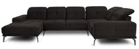 Canapé panoramique design tissu marron têtières angle droit avec accoudoir Stan 350 cm