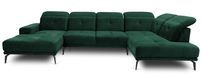 Canapé panoramique moderne velours vert foncé têtières angle droit Versus 350 cm 2
