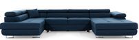 Canapé panoramique tissu bleu marine convertible avec coffre de rangement Romano 345 cm