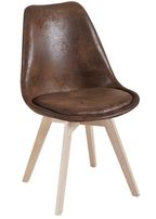 Chaise avec assise simili cuir vintage et pieds en bois naturel Zaka