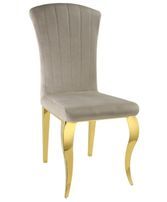 Chaise baroque en velours et pieds métal doré brillant Kania - lot de 6