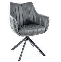 Chaise de salle à manger pivotante à 180° cuir synthétique et acier noir Binka