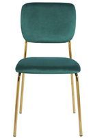 Chaise design avec assise velours vert et pieds en métal doré Kara