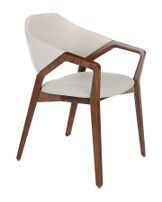 Chaise en bois de frêne couleur noyer et simili cuir blanc Mora