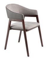 Chaise en bois de frêne couleur noyer et simili tissu gris Gaby
