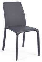 Chaise en simili cuir et pieds en acier gris Pathos - Lot de 4