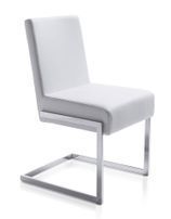 Chaise en similicuir blanc et pieds acier Gaston - Lot de 4