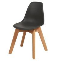 Chaise enfant plastique noir et pieds hêtre massif Sadee