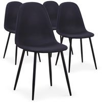 Chaise moderne similicuir et pieds métal noirs Garo - Lot de 4
