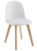 Chaise nordique naturel et blanc avec un coussin d'assise en simili cuir Dekan