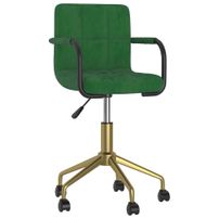 Chaise pivotante de bureau Vert foncé Velours Poza
