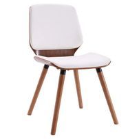 Chaise simili cuir blanc et pieds bois clair Amita - Lot de 2
