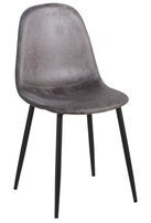 Chaise simili cuir gris foncé vintage et pieds acier noir Kela