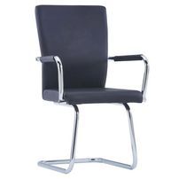 Chaise simili cuir noir et métal chromé Bea - Lot de 2