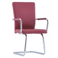 Chaise simili cuir rouge et métal chromé Bea - Lot de 2