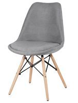 Chaise style scandinave en bois de hêtre et tissu gris Louka