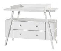 Commode avec plan à langer 2 tiroirs bois laqué blanc Holly White