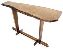 Console en bois de noyer vernis mat fait main Ankla 131 cm