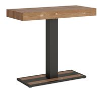 Console extensible sapin massif marron et pieds acier anthracite 40 à 290 cm Mimo