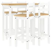 Ensemble de bar 5 pcs Blanc Bois de pin massif