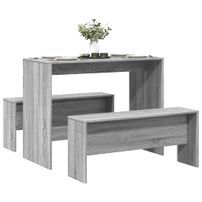 Ensemble table à manger et bancs 3 pcs bois d'ingénierie