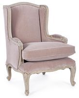 Fauteuil polyester rose et pieds en bois de manguier Luna